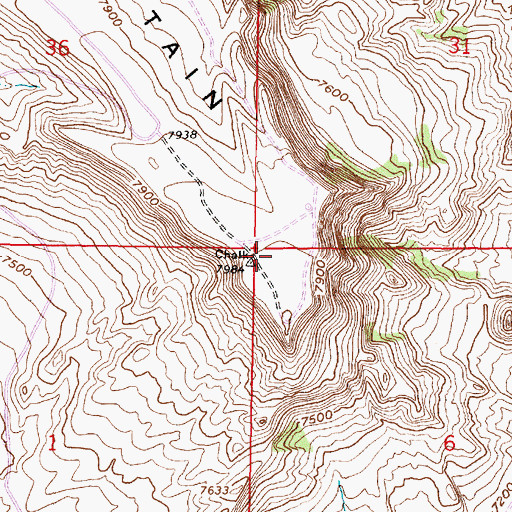 Topographic Map of Chalk Mountain, WY