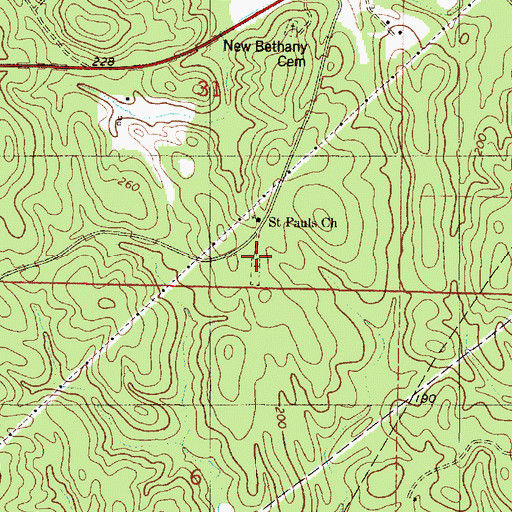 Topographic Map of Saint Paul Cemetery, AL