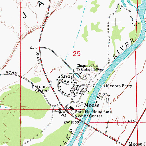 Topographic Map of Chapel of the Transfiguration, WY