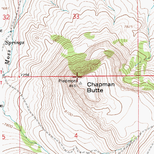 Topographic Map of Chapman Butte, WY