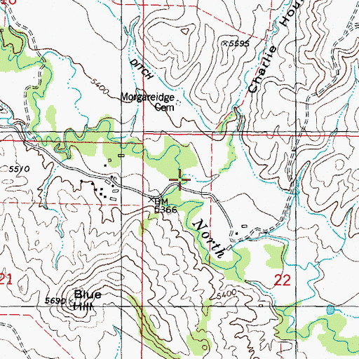 Topographic Map of Charlie House Draw, WY