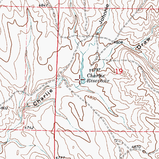 Topographic Map of Charlie Reservoir, WY