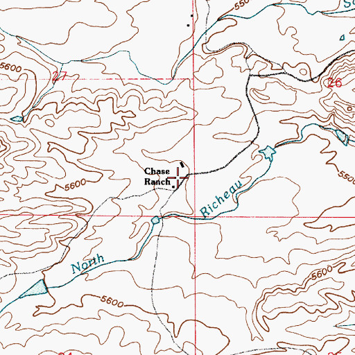 Topographic Map of Chase Ranch, WY