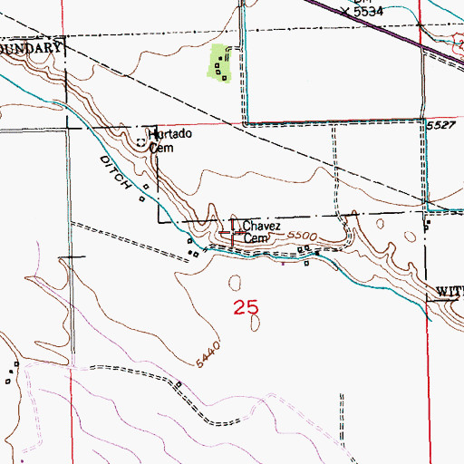 Topographic Map of Chavez Cemetery, WY