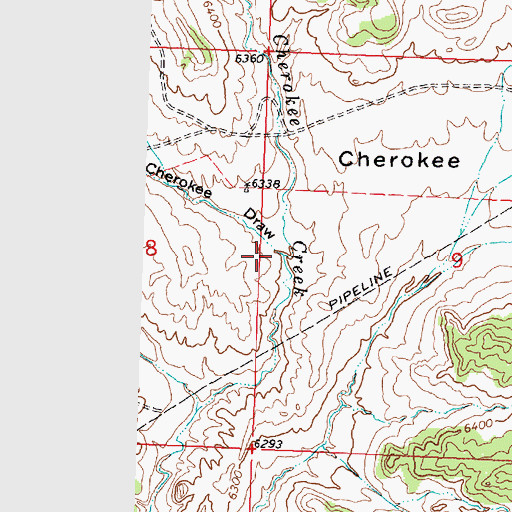 Topographic Map of Cherokee Draw, WY