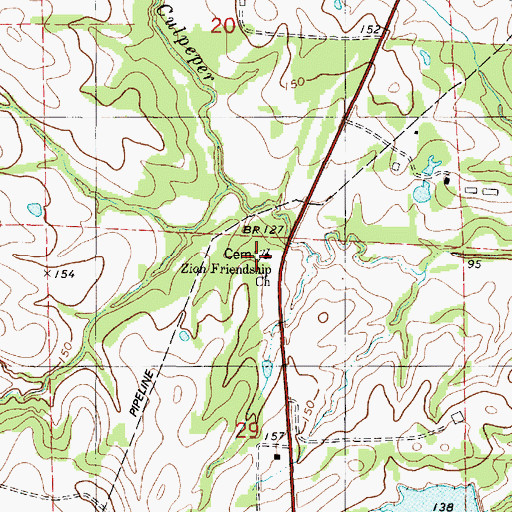 Topographic Map of Zion Friendship Cemetery, AL