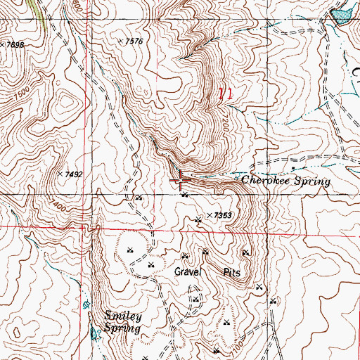 Topographic Map of Cherokee Spring, WY