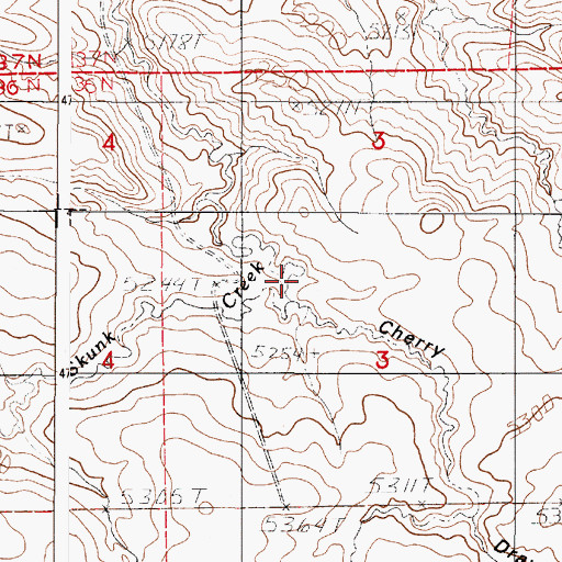 Topographic Map of Cherry Draw, WY
