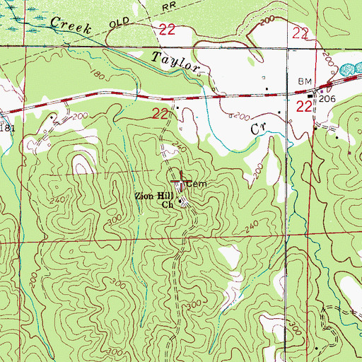 Topographic Map of Zion Hill Cemetery, AL