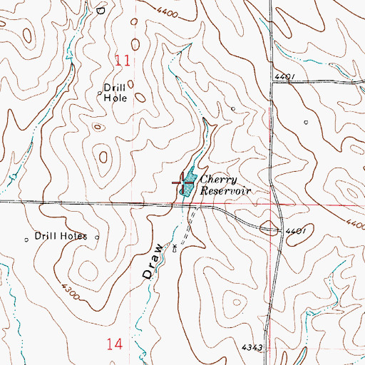 Topographic Map of Cherry Reservoir, WY