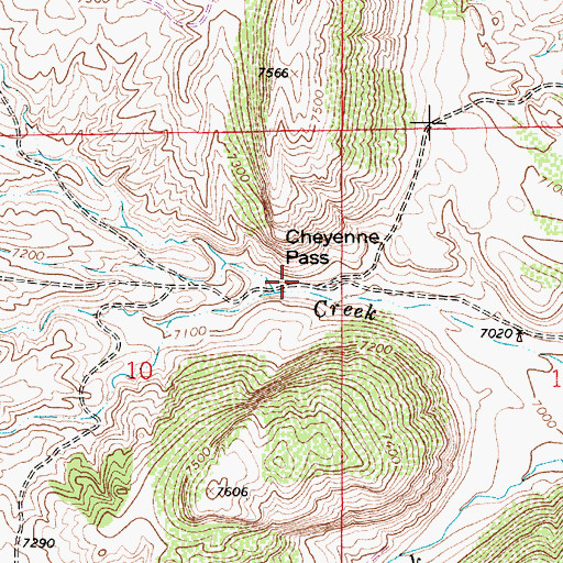 Topographic Map of Cheyenne Pass, WY