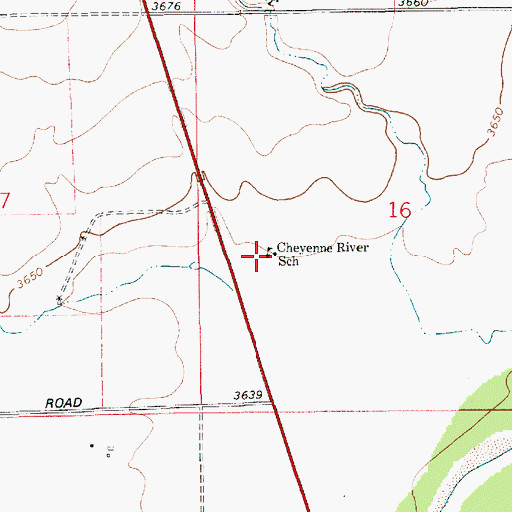 Topographic Map of Cheyenne River School, WY
