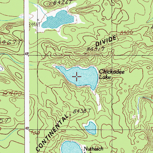 Topographic Map of Chickadee Lake, WY