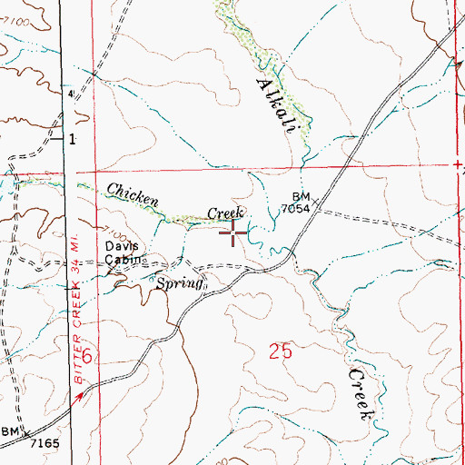 Topographic Map of Chicken Creek, WY