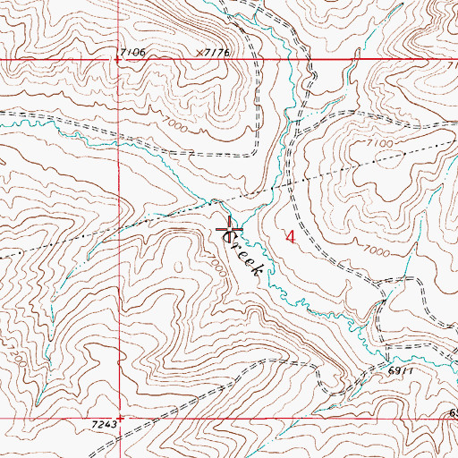 Topographic Map of Chicken Creek, WY