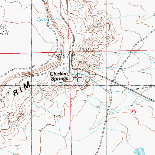 Topographic Map of Chicken Springs, WY