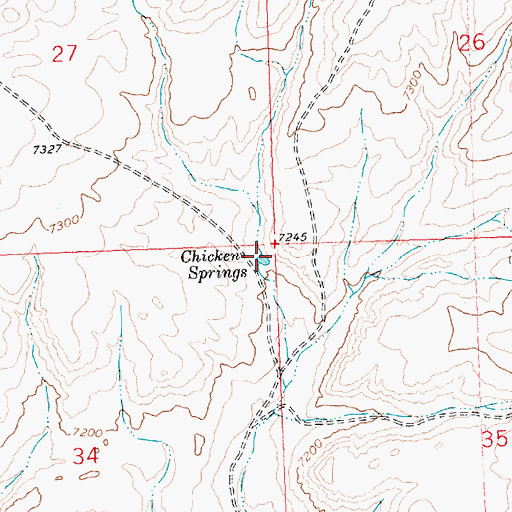 Topographic Map of Chicken Springs, WY