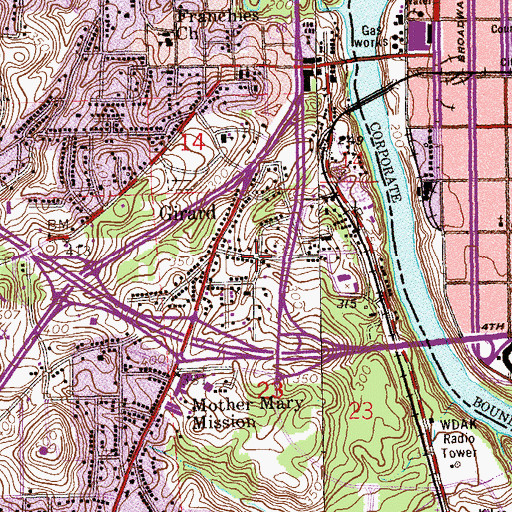 Topographic Map of Girard Historic District, AL