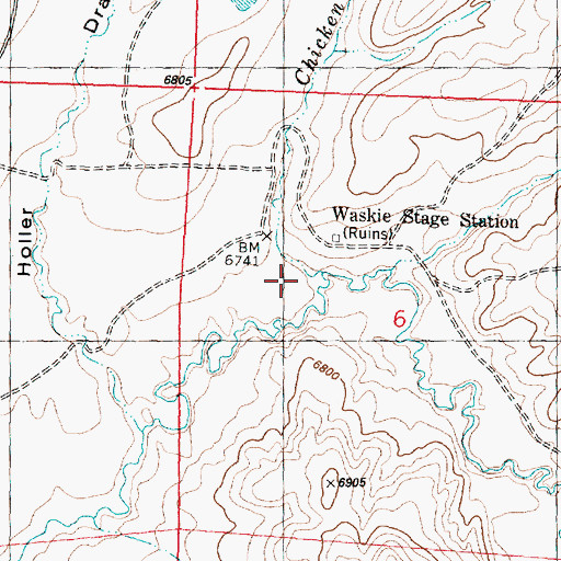 Topographic Map of Chicken Springs Wash, WY