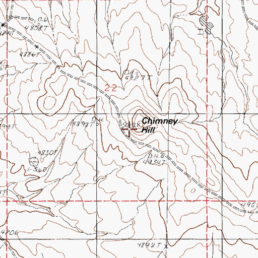 Topographic Map of Chimney Hill, WY