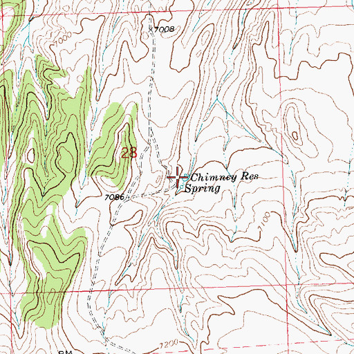Topographic Map of Chimney Reservoir, WY