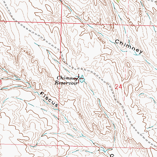 Topographic Map of Chimney Reservoir, WY