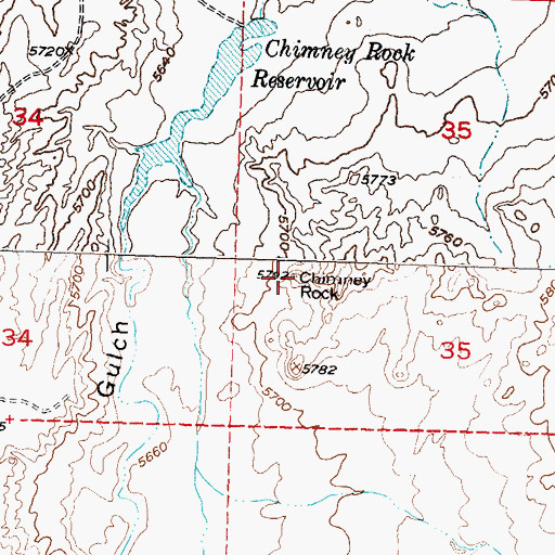 Topographic Map of Chimney Rock, WY