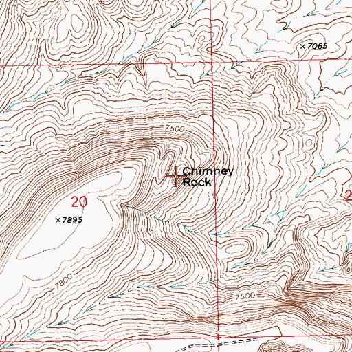 Topographic Map of Chimney Rock, WY
