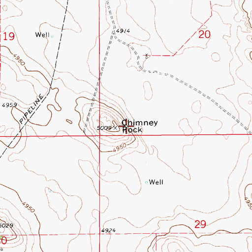 Topographic Map of Chimney Rock, WY