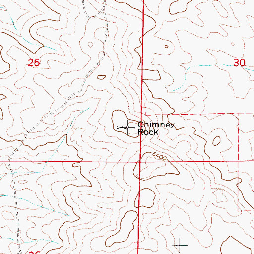 Topographic Map of Chimney Rock, WY
