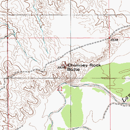 Topographic Map of Chimney Rock Butte, WY