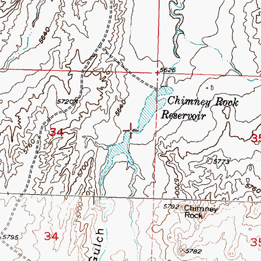 Topographic Map of Chimney Rock Reservoir, WY