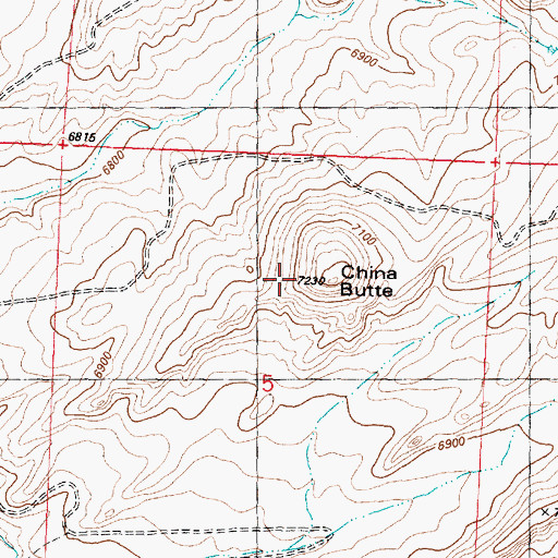 Topographic Map of China Butte, WY