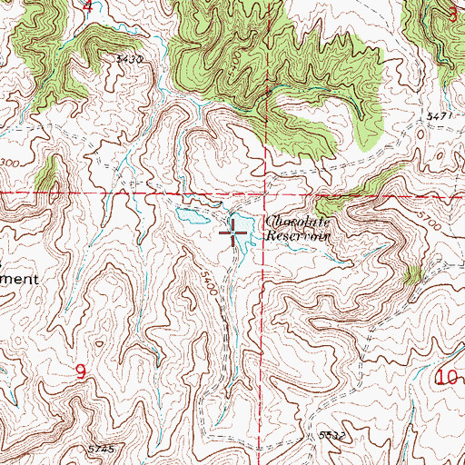 Topographic Map of Chocolate Reservoir, WY