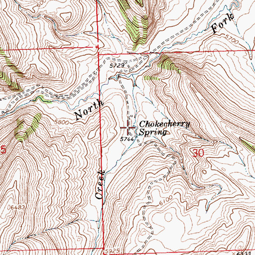 Topographic Map of Chokecherry Spring, WY