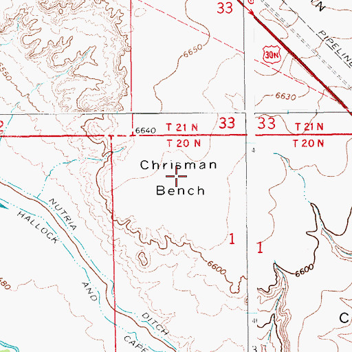 Topographic Map of Chrisman Bench, WY