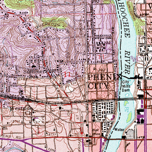 Topographic Map of Smith Residential Historic District, AL