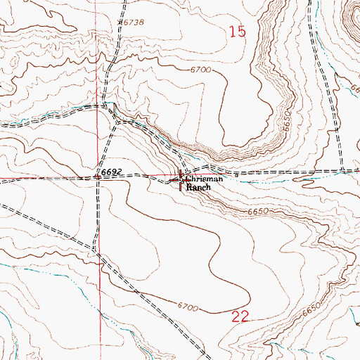 Topographic Map of Chrisman Ranch, WY