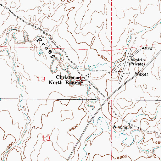 Topographic Map of Christensen North Ranch, WY