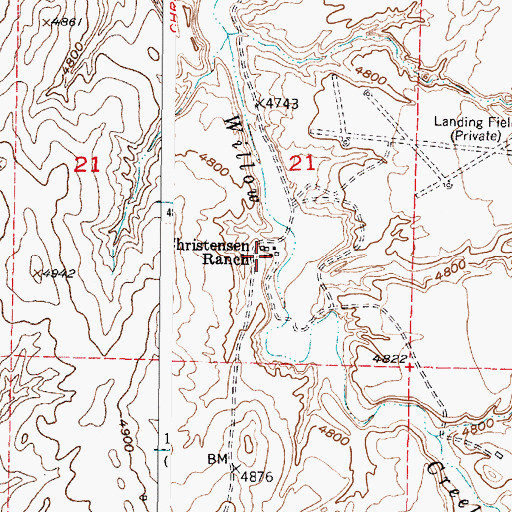 Topographic Map of Christensen Ranch, WY