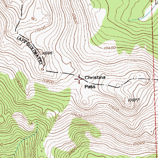 Topographic Map of Christina Pass, WY