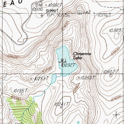 Topographic Map of Christmas Lake, WY