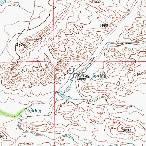 Topographic Map of Chug Spring, WY