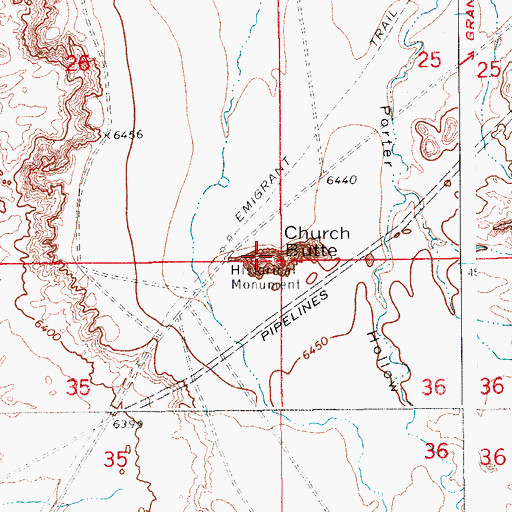 Topographic Map of Church Butte, WY