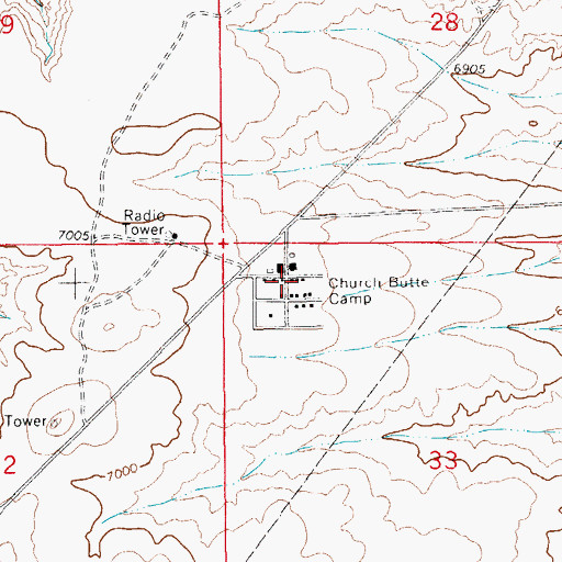 Topographic Map of Church Butte Camp, WY