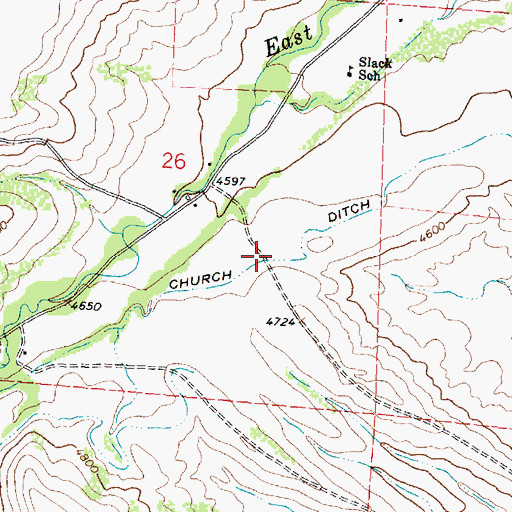 Topographic Map of Church Ditch, WY