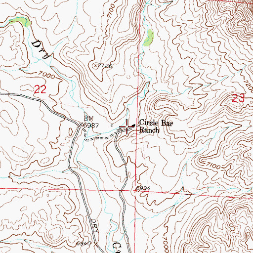 Topographic Map of Circle Bar Ranch, WY