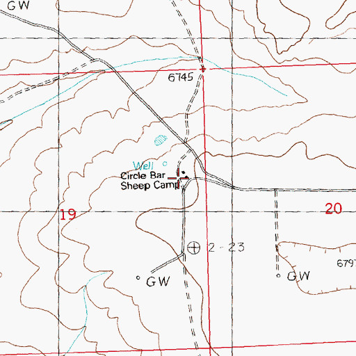 Topographic Map of Circle Bar Sheep Camp, WY