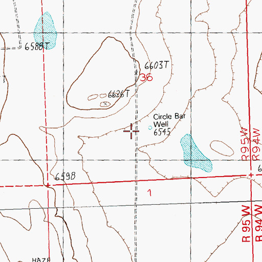 Topographic Map of Circle Bar Well, WY