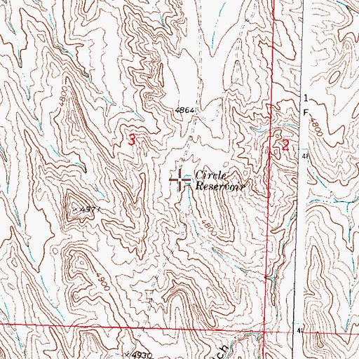 Topographic Map of Circle Reservoir, WY